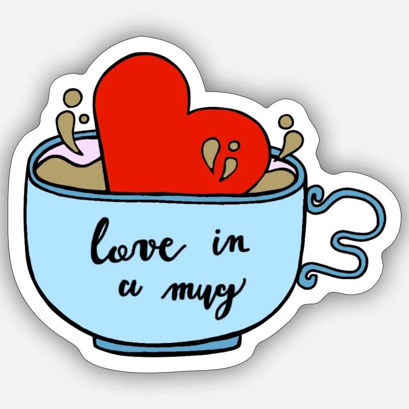 Liebe im Becher - Sticker Größe S (10 x 10 cm) - Mattweiß