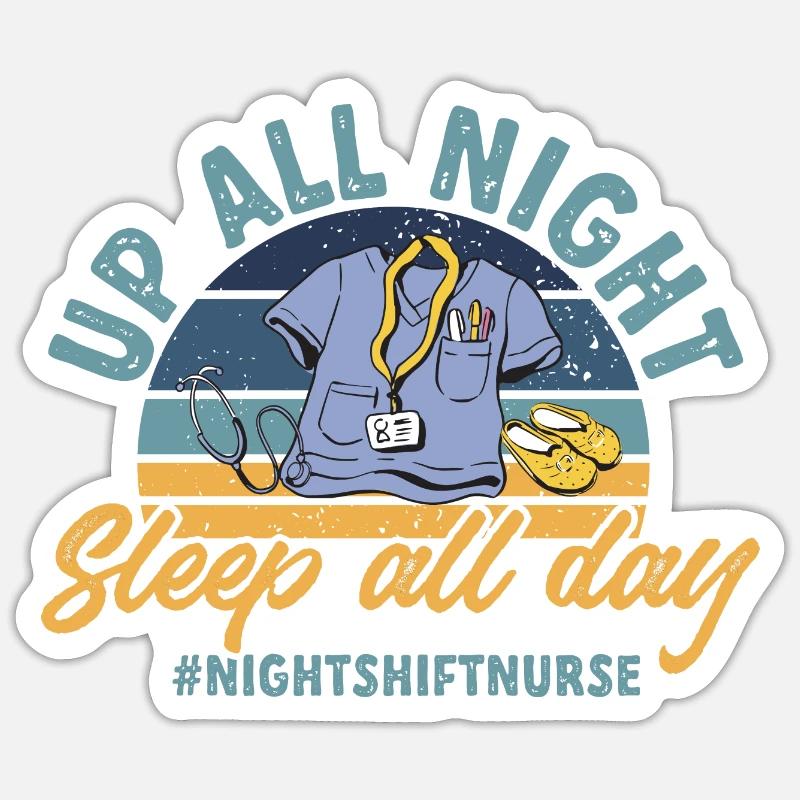 Nachtschicht Krankenschwester - Sticker Größe S (10 x 10 cm) - Mattweiß