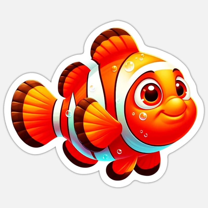Clownfisch - Sticker Größe S (10 x 10 cm) - Mattweiß