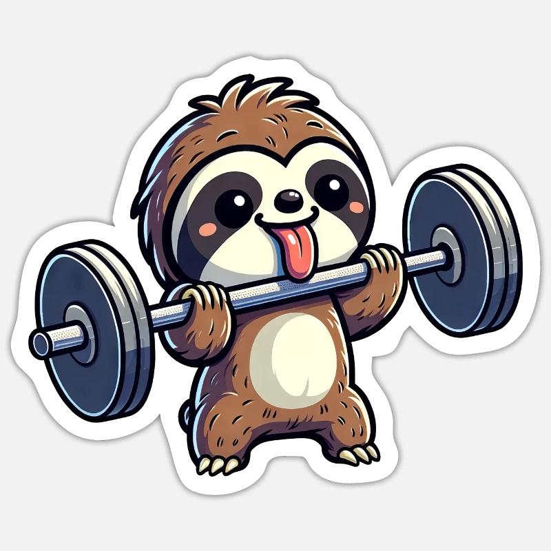 Sloth Strength Training: Dumbbells & Bench Press Sticker size S (10 x 10 cm)
