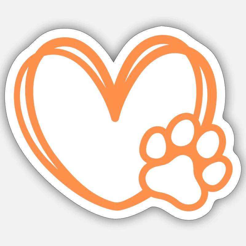 Herz Pfote - Sticker Größe S (10 x 10 cm) - Mattweiß