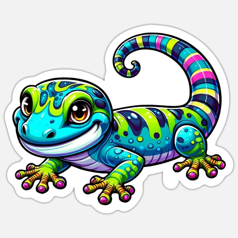 Gecko - Sticker taille S (10 x 10 cm) - blanc mat