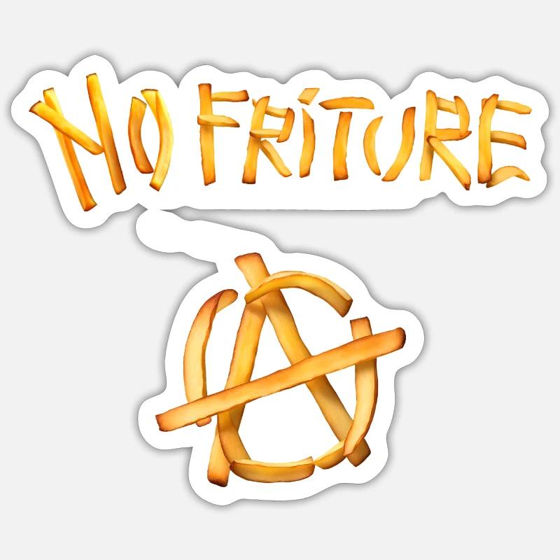 No friture Anarchy - Sticker taille S (10 x 10 cm) - blanc mat