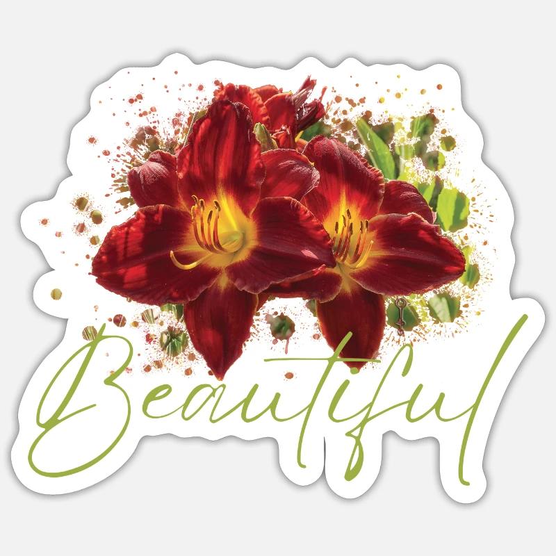 Fleurs Beautiful Euphrosyne - Sticker taille S (10 x 10 cm) - blanc mat