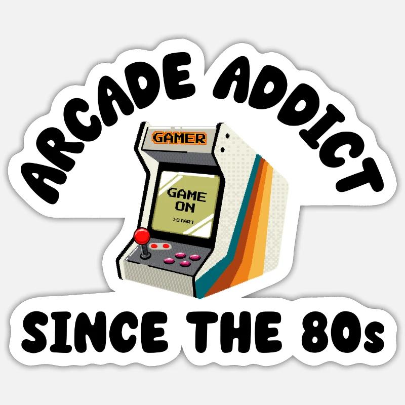 Arcade Addict Since The 80s - Sticker size S (10 x 10 cm) - white matte