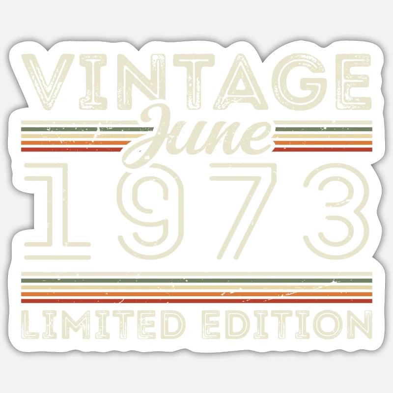 Juni 1973 Juni Geburtstagsgeschenk Juni 1973 - Sticker Größe S (10 x 10 cm) - Mattweiß