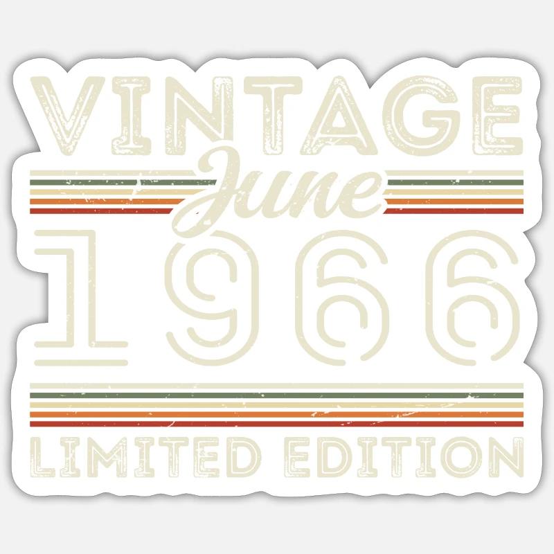 Juni 1966 Juni Geburtstagsgeschenk Juni 1966 - Sticker Größe S (10 x 10 cm) - Mattweiß