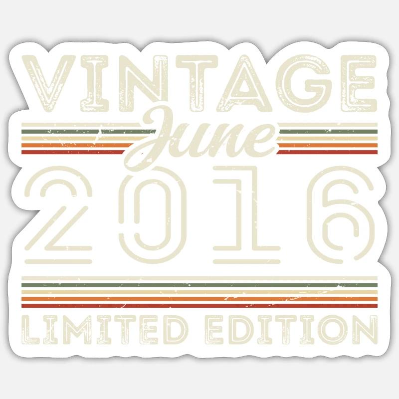 Juni 2016 Juni Geburtstagsgeschenk Juni 2016 - Sticker Größe S (10 x 10 cm) - Mattweiß