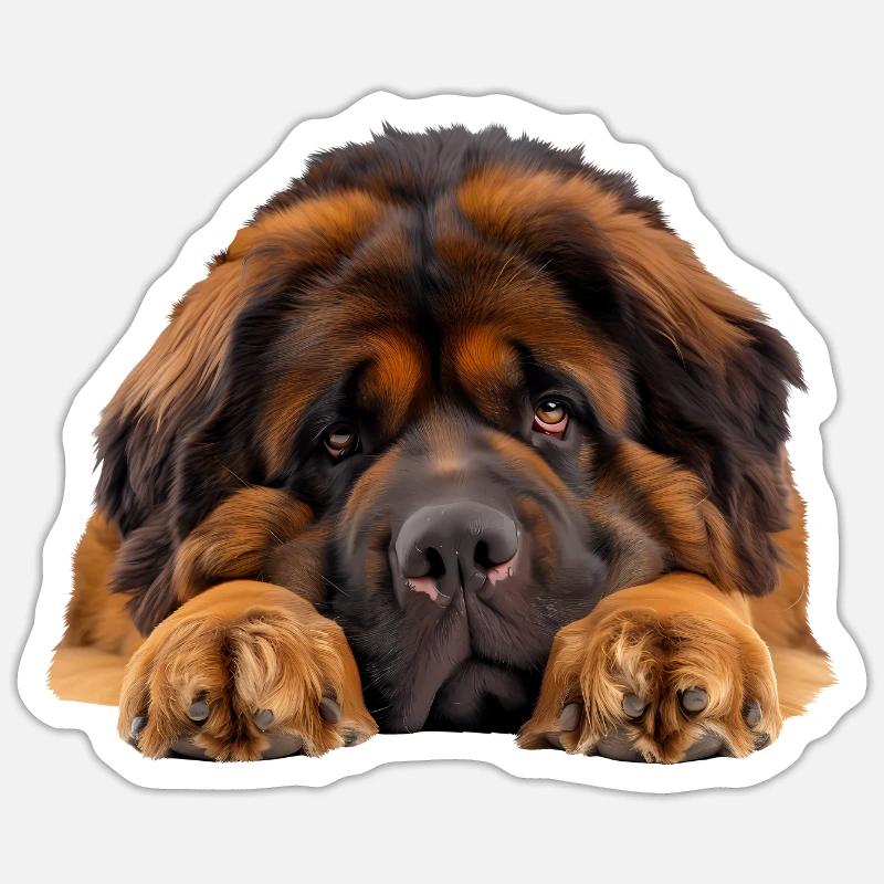 Dogue du Tibet - Sticker taille S (10 x 10 cm) - blanc mat