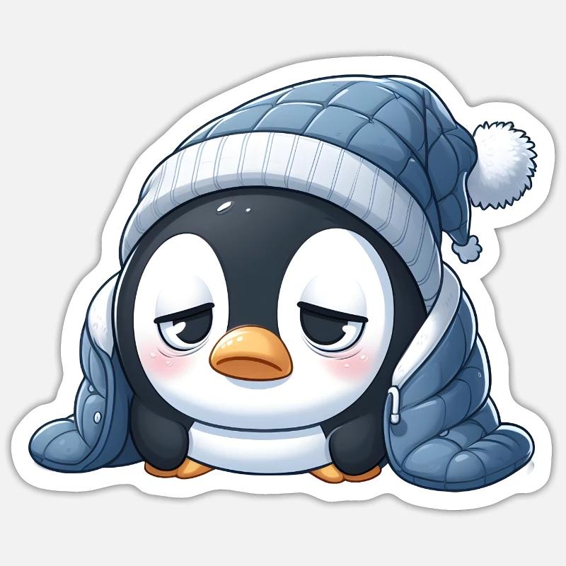 Tired Penguin Sticker size S (10 x 10 cm)