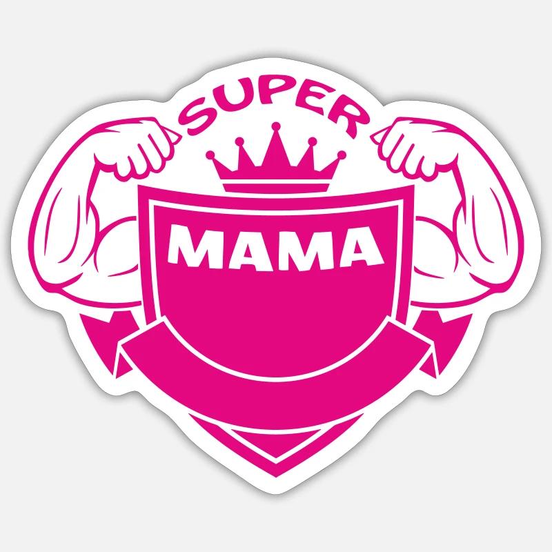 SUPER MAMA - Sticker taille S (10 x 10 cm) - blanc mat