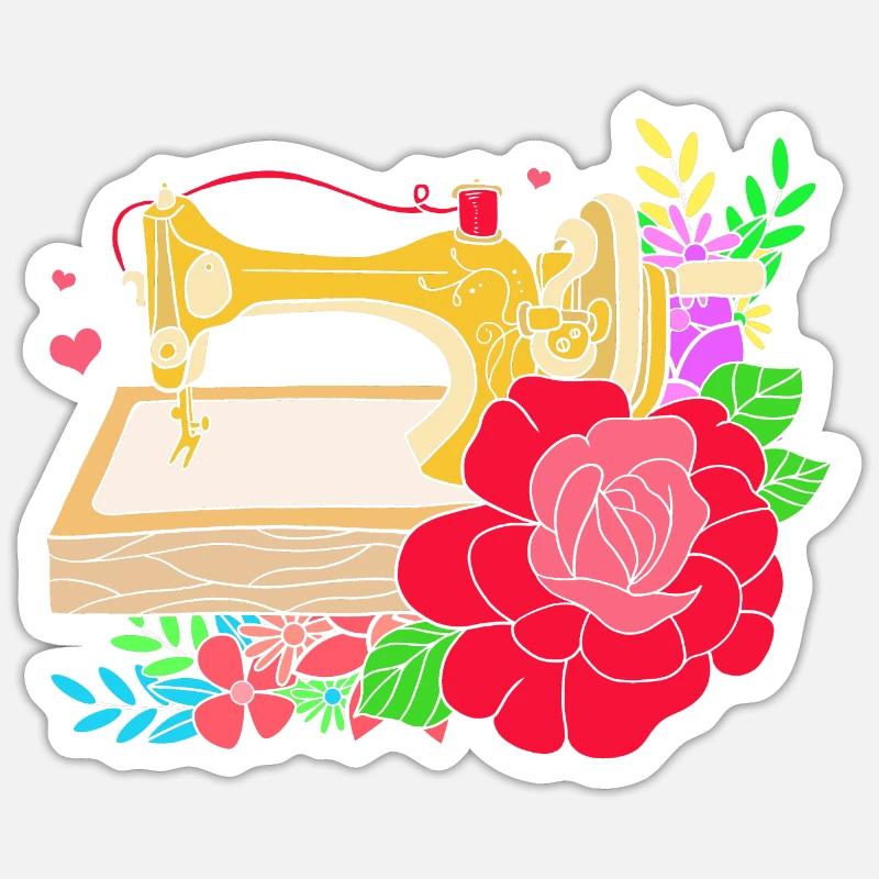 Sewing Machine Seamstress - Sticker size S (10 x 10 cm) - white matte