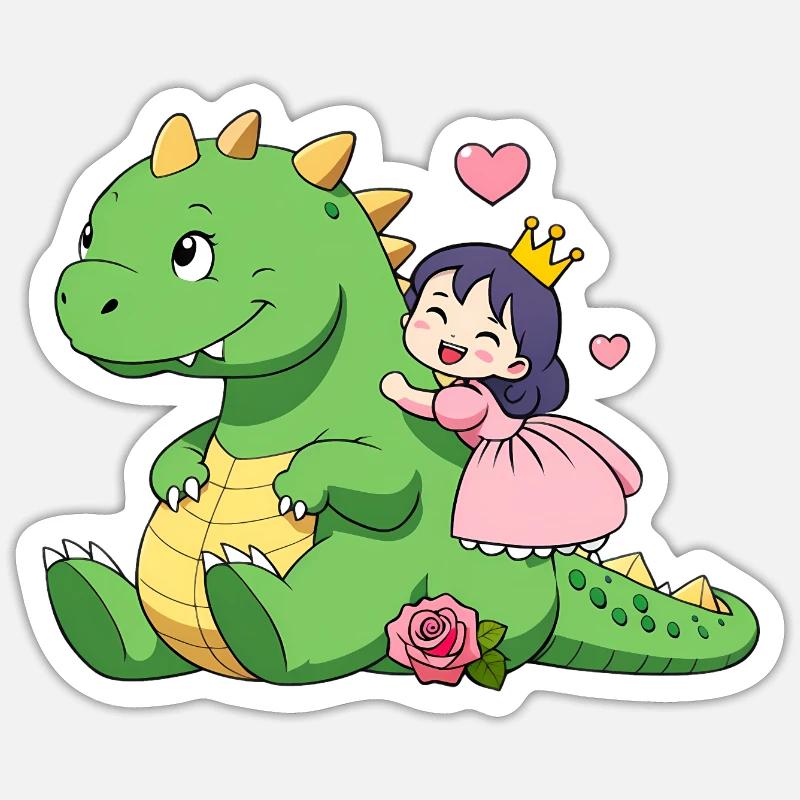Principessa e Drago di Sant Jordi - Sticker formato S (10 x 10 cm) - bianco opaco
