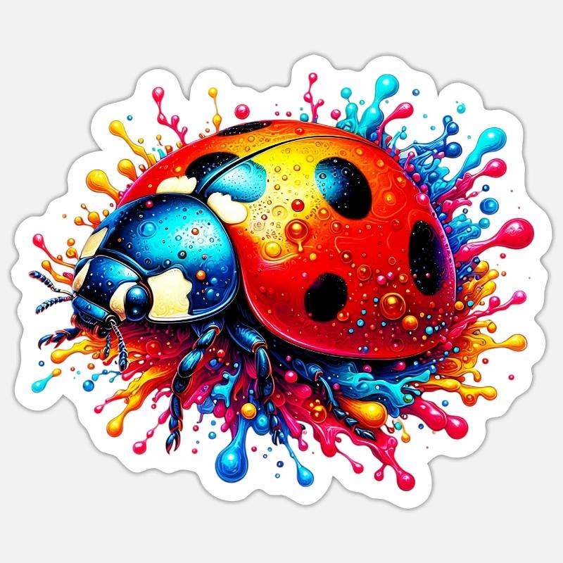 Coccinelle - Sticker taille S (10 x 10 cm) - blanc mat