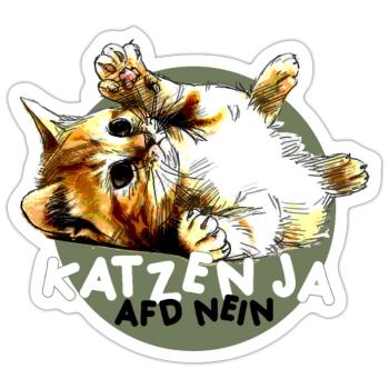 Süße Katze Ja, Partei AfD Nein - Sticker Größe S (10 x 10 cm) - Mattweiß - Vorne