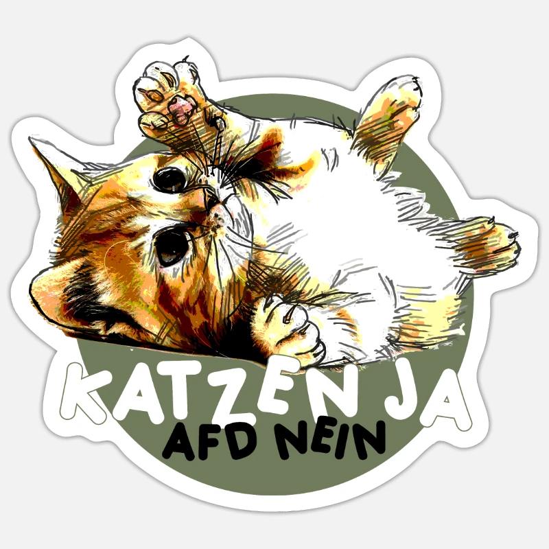 Süße Katze Ja, Partei AfD Nein - Sticker Größe S (10 x 10 cm) - Mattweiß