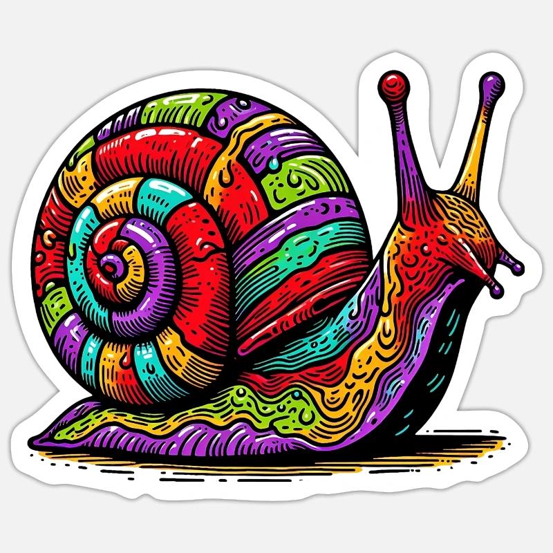 Escargot - Sticker taille S (10 x 10 cm) - blanc mat