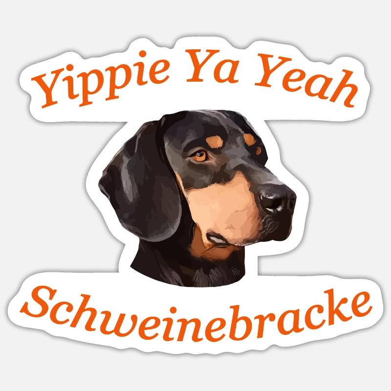 Yippie Ya Yeah - Bracke - Sticker Größe S (10 x 10 cm) - Mattweiß