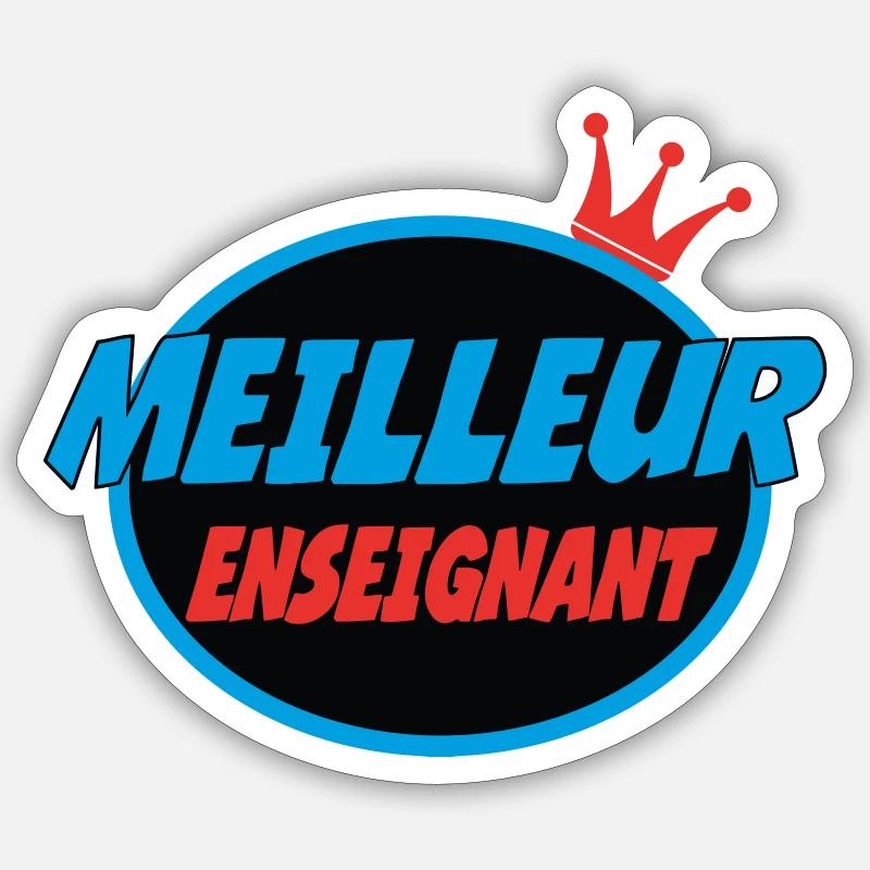 MEILLEUR ENSEIGNANT - Sticker taille S (10 x 10 cm) - blanc mat