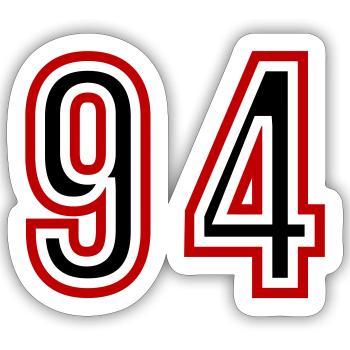 94 Number Years Jersey - Sticker size S (10 x 10 cm) - white matte - Front