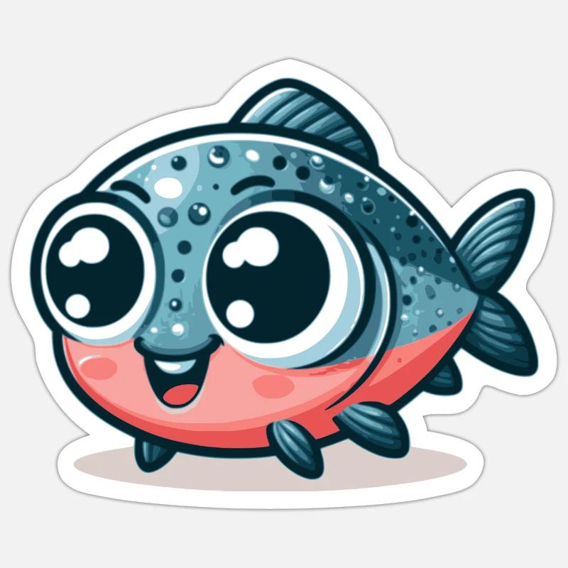 Lachs - Sticker Größe S (10 x 10 cm) - Mattweiß
