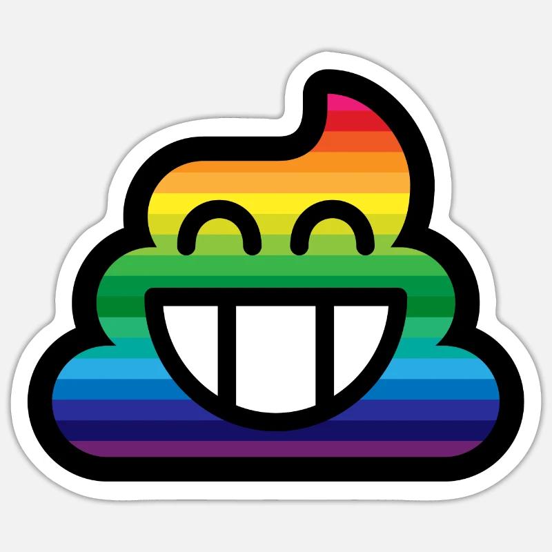 Émoticône Rainbow Caca Stinkfingers - Sticker taille S (10 x 10 cm) - blanc mat