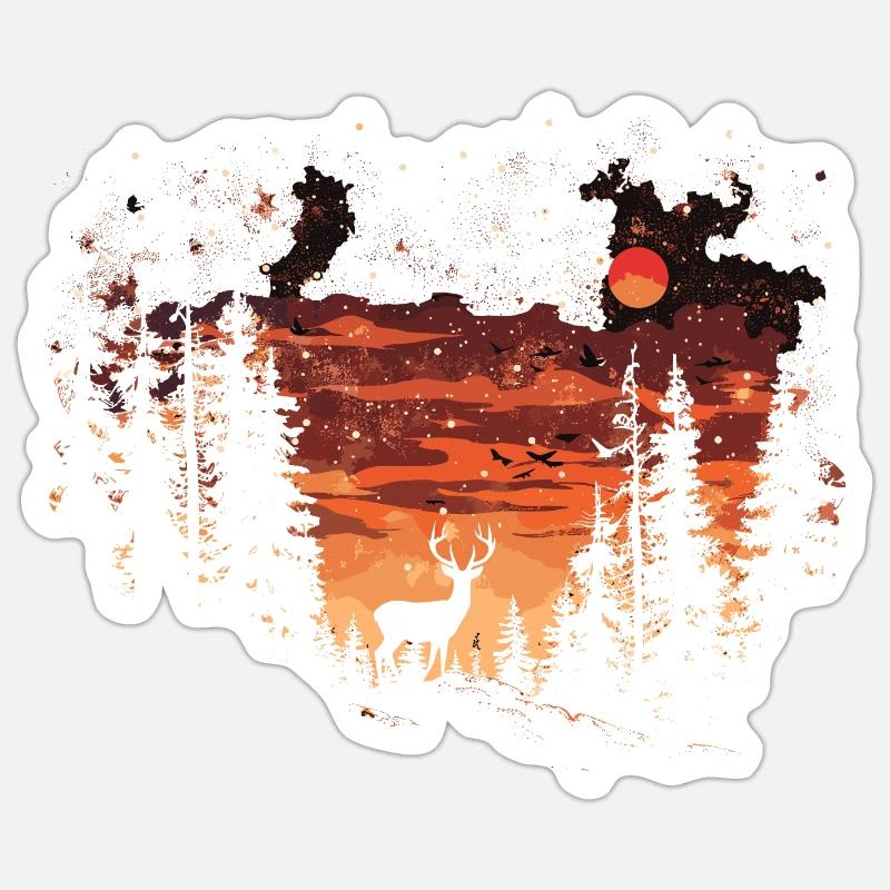 Deer Forest Deer Nature Sunset Sticker size S (10 x 10 cm)