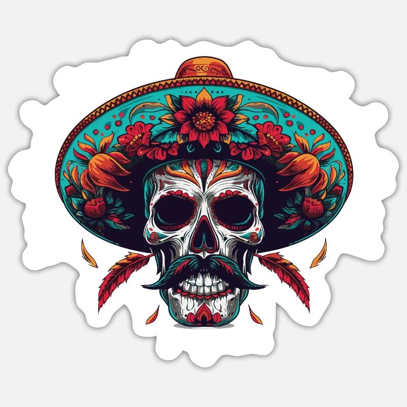 Crâne mexicain Sticker taille S (10 x 10 cm)