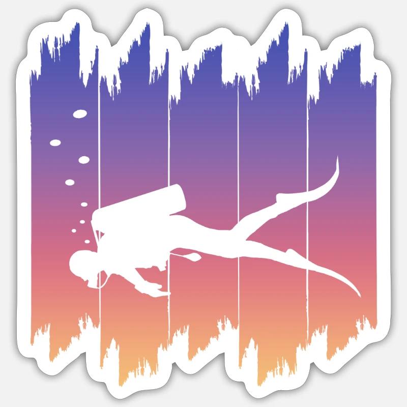 Tauchen - Sticker Größe S (10 x 10 cm) - Mattweiß