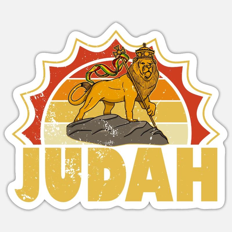 Löwe Judah Juda Rastafari Reggae Christentum Rasta - Sticker Größe S (10 x 10 cm) - Mattweiß