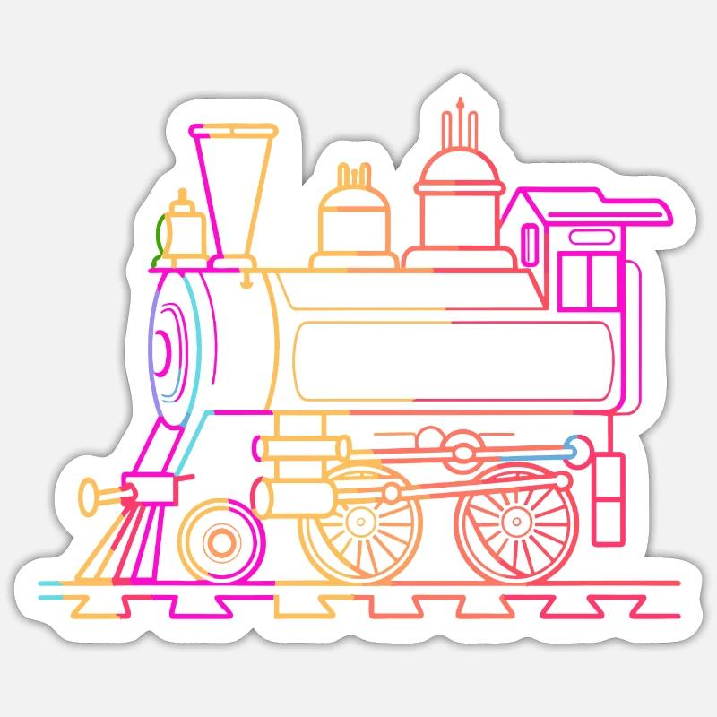 Eisenbahn Comic - Sticker Größe S (10 x 10 cm) - Mattweiß