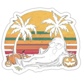 Vintage Sunset Ghost - Sticker size S (10 x 10 cm) - white matte - Front