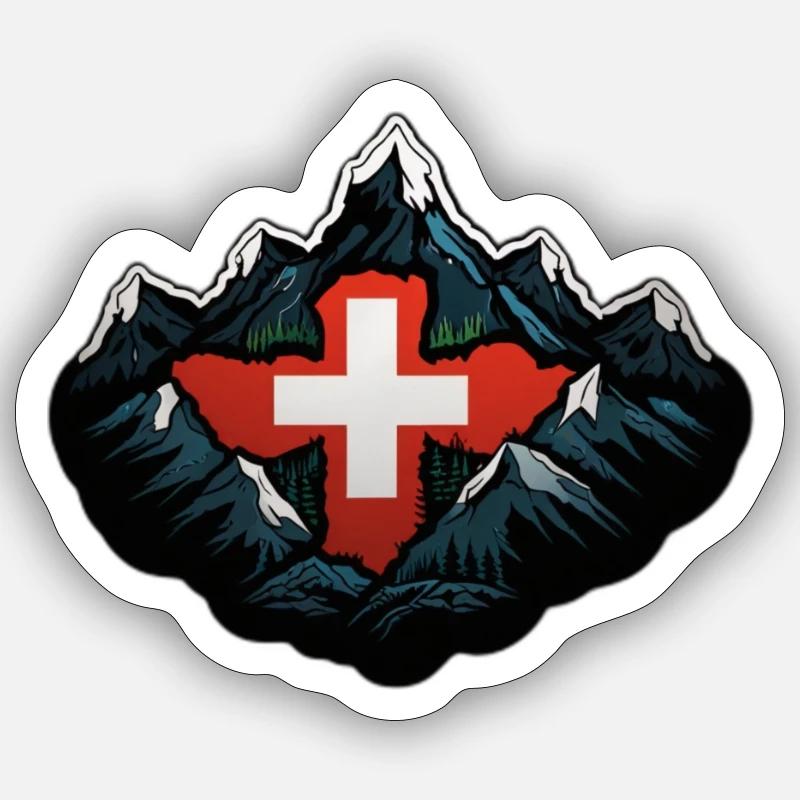 Schweizer Berge Sticker Größe S (10 x 10 cm)