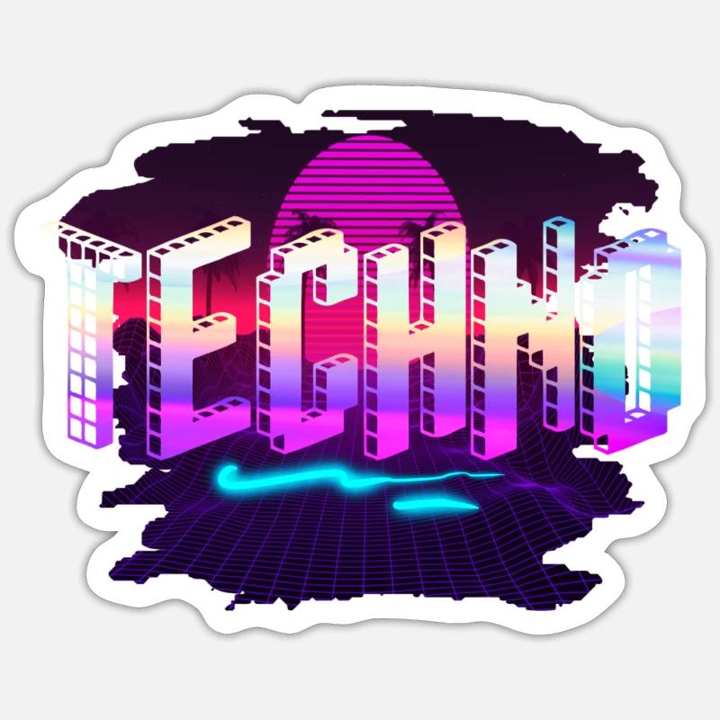 Techno - Sticker Größe S (10 x 10 cm) - Mattweiß