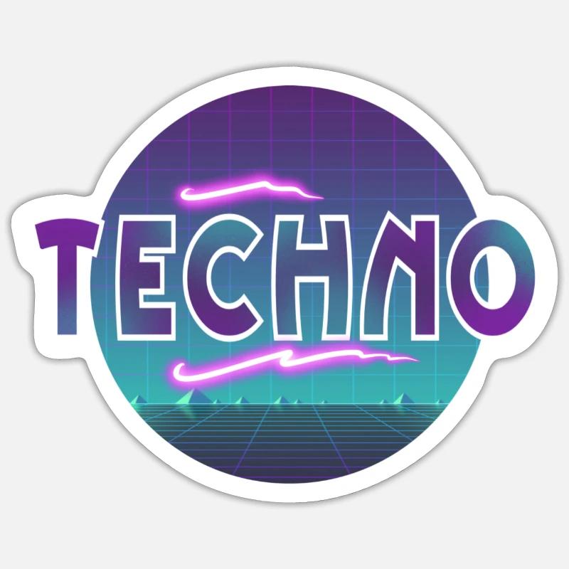 Techno - Sticker Größe S (10 x 10 cm) - Mattweiß