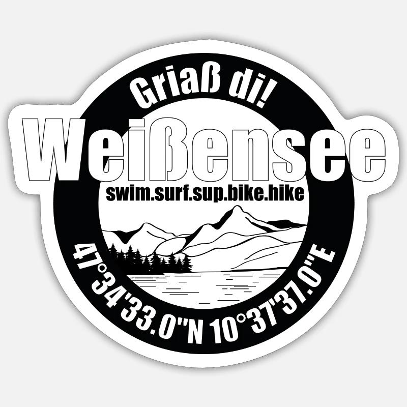 Lac Weissensee près de Füssen Sticker taille S (10 x 10 cm)