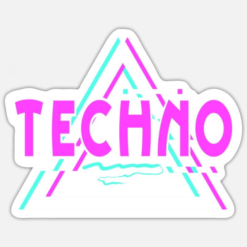 Techno - Sticker Größe S (10 x 10 cm) - Mattweiß