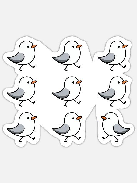 Team 9 Ostsee Moin Möwen Möwe Vögel Hafen Hamburg - Sticker Größe S (10 x 10 cm) - Mattweiß