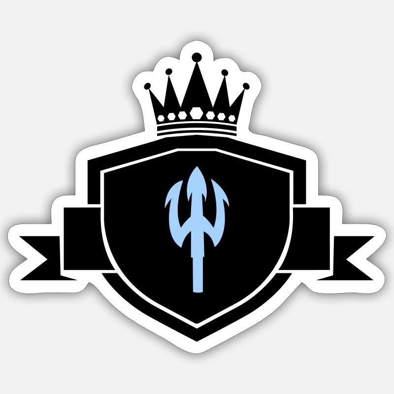 dreizack wappen - Sticker Größe S (10 x 10 cm) - Mattweiß