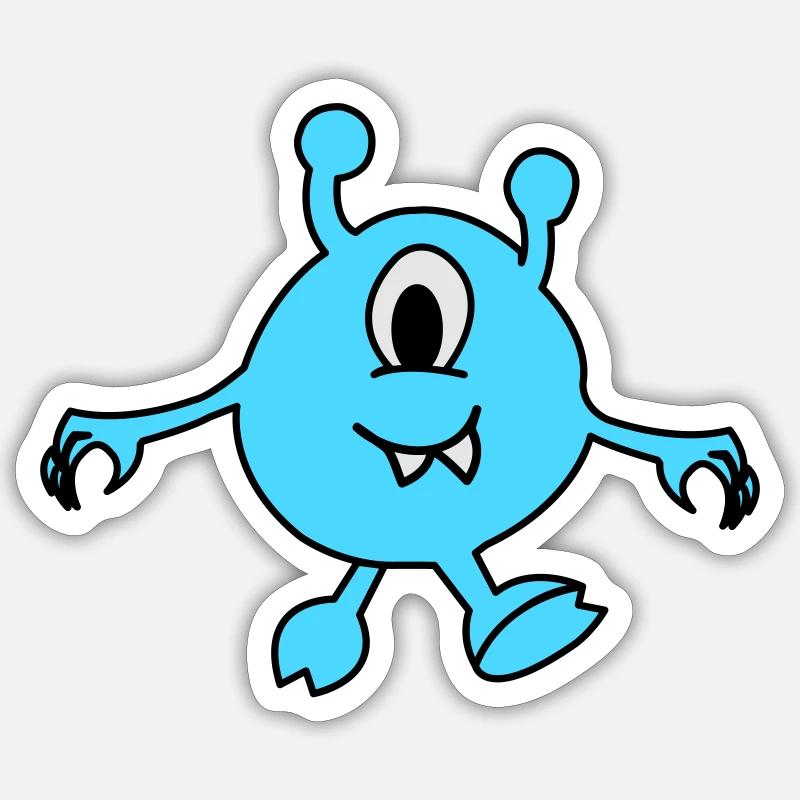 Monstre Alien - Sticker taille S (10 x 10 cm) - blanc mat