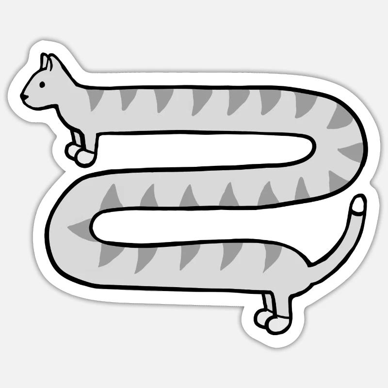 Cute long grey tabby cat - Sticker size S (10 x 10 cm) - white matte