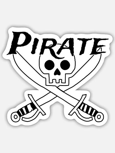 Pirate - Totenschädel - Sticker Größe S (10 x 10 cm) - Mattweiß