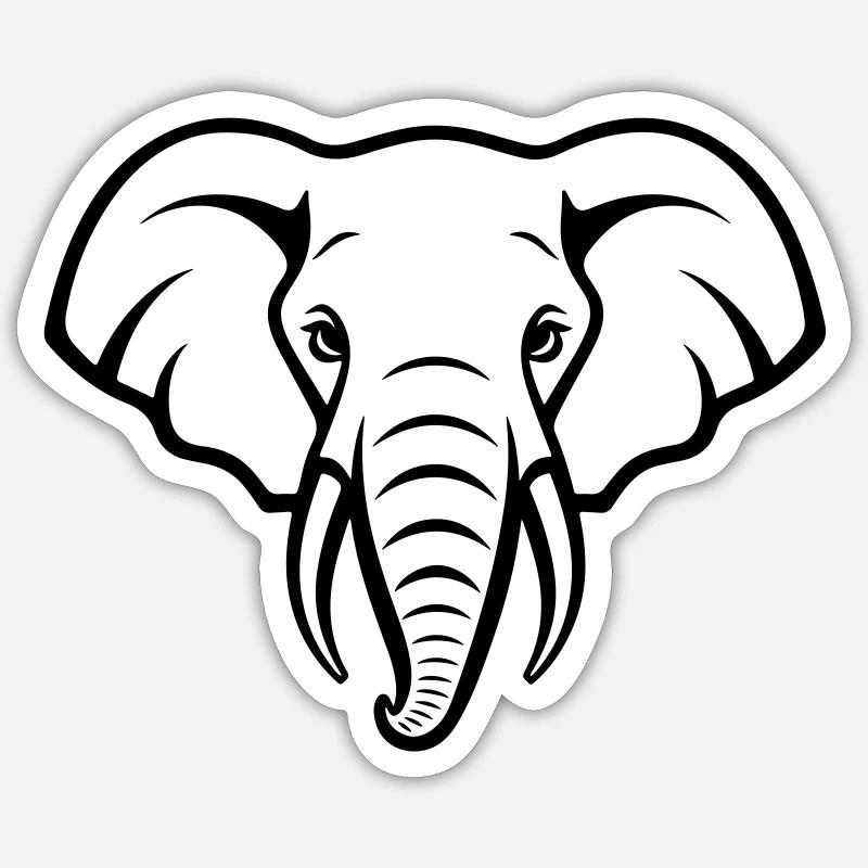 Elefant Kopf Sticker Größe S (10 x 10 cm)