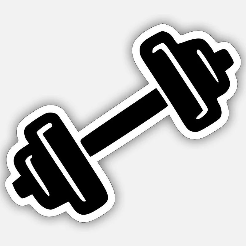 Dumbbell - Sticker size S (10 x 10 cm) - white matte