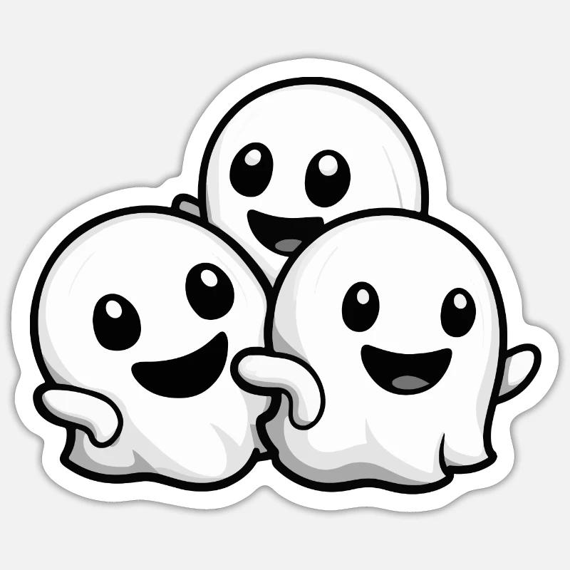 Fantômes Halloween Mignon Bébé - Sticker taille S (10 x 10 cm) - blanc mat