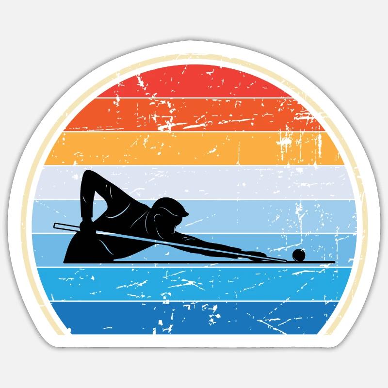 Retro Billard Snooker Pool Billard - Sticker Größe S (10 x 10 cm) - Mattweiß
