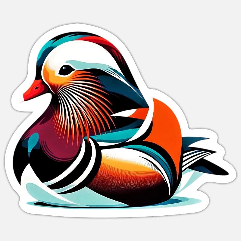 Mandarin duck - Sticker size S (10 x 10 cm) - white matte