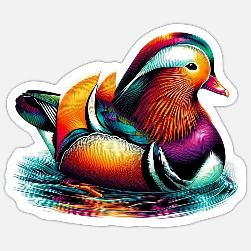 Mandarin duck - Sticker size S (10 x 10 cm) - white matte