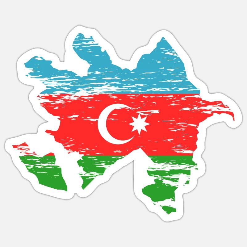 Azerbaijan map used Sticker size S (10 x 10 cm)