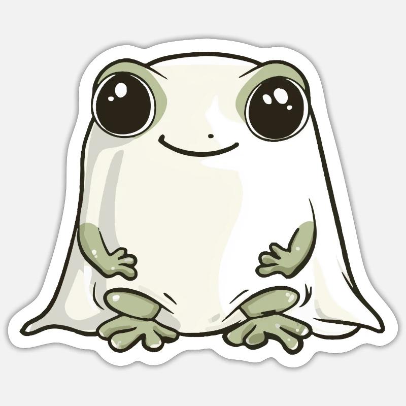 Frosch Halloween Comic Geist - Sticker Größe S (10 x 10 cm) - Mattweiß